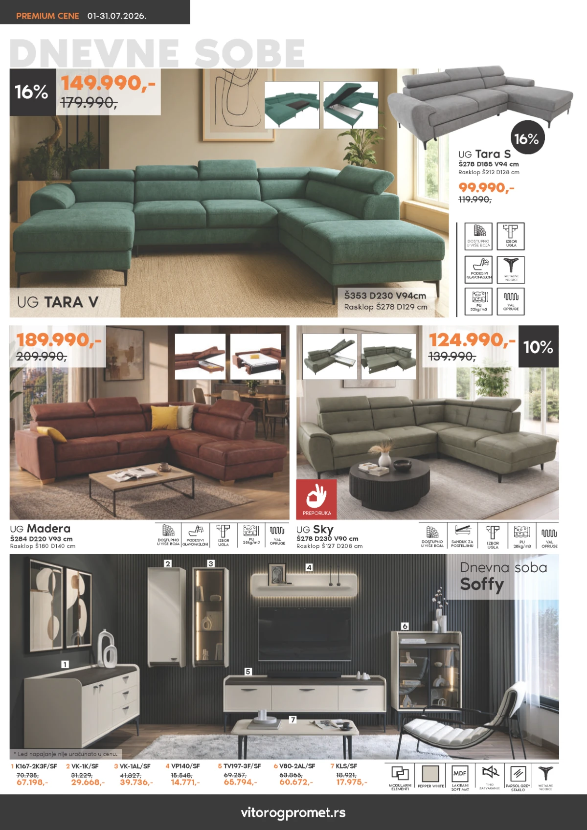 Vitorog katalog jul 2026 – ugaone garniture i dnevne sobe