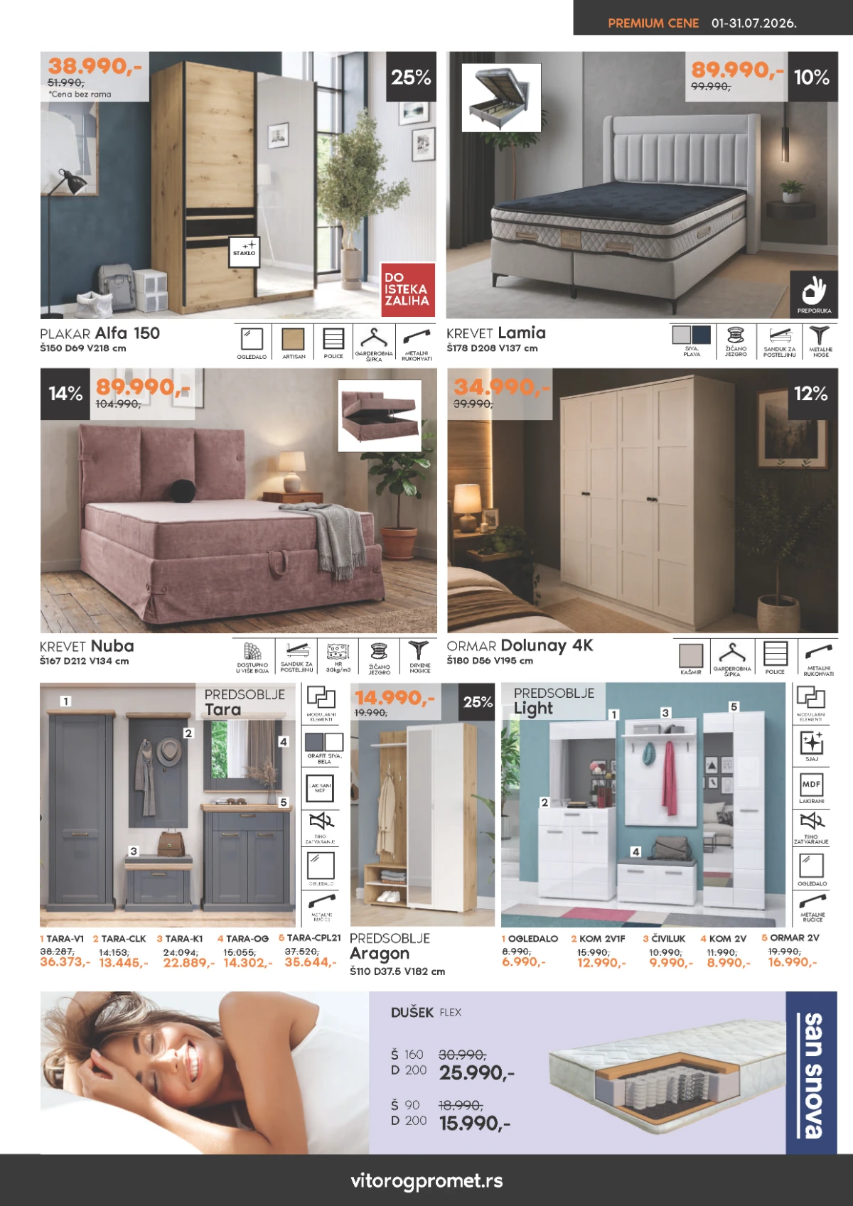 Vitorog katalog jul 2026 – spavaće sobe i ormari