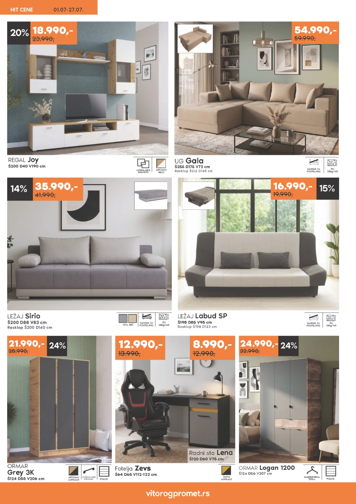 Vitorog katalog jul 2026 – dušeci i oprema za spavaću sobu