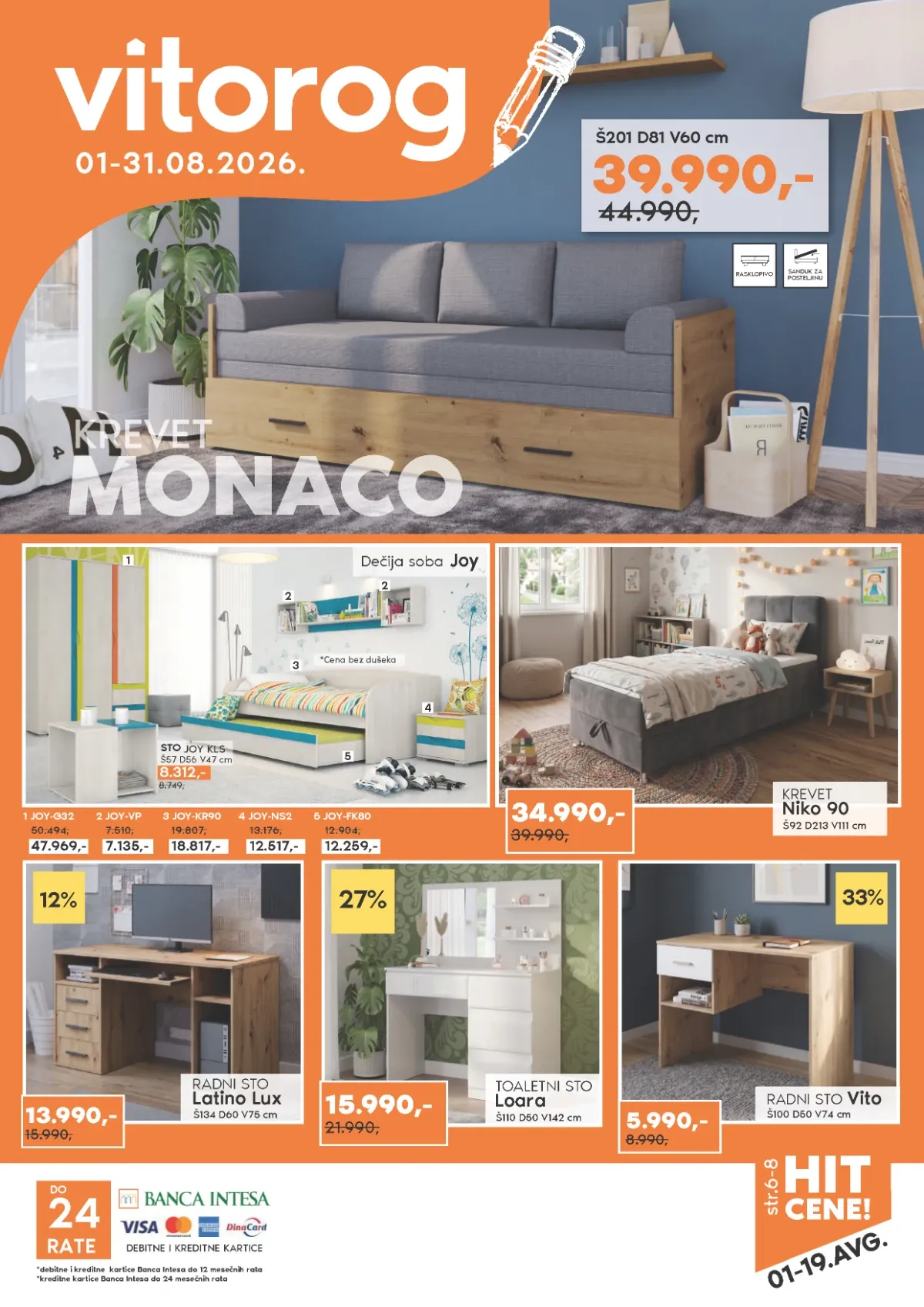 Vitorog katalog do 31.08.2026. – HIT cene i popusti do 29% na krevete, dečje sobe, radne stolove i nameštaj