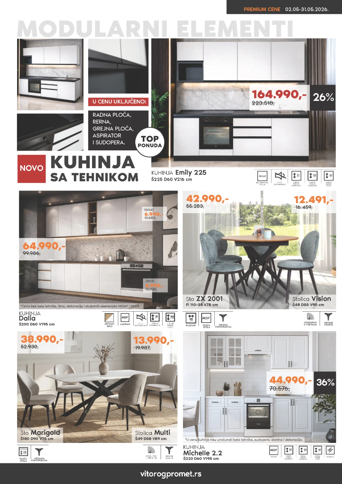 Vitorog katalog maj 2026 – kuhinje i trpezarije akcija