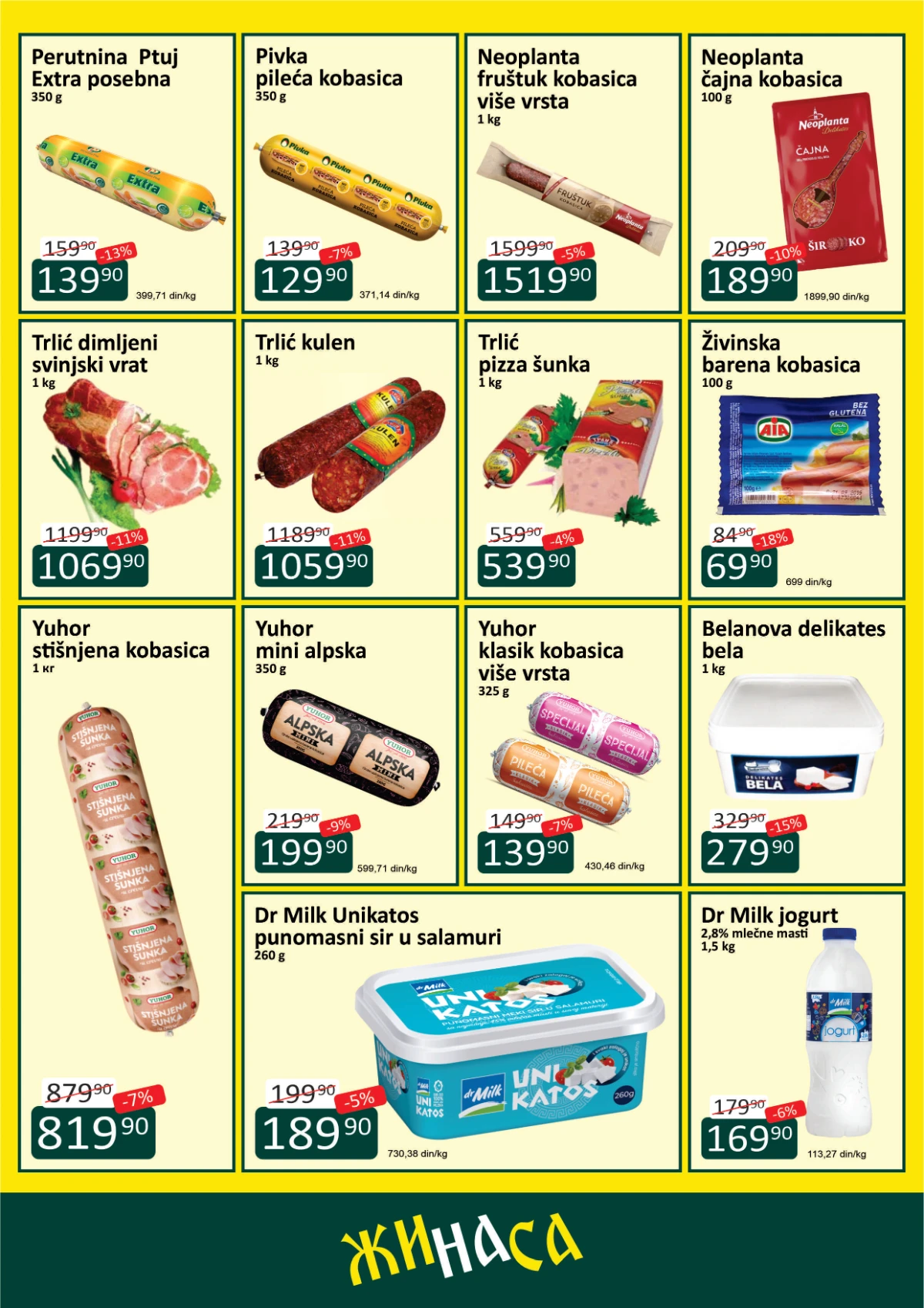 ŽINASA akcija meso kobasice sir i jogurt sniženja maj 2026