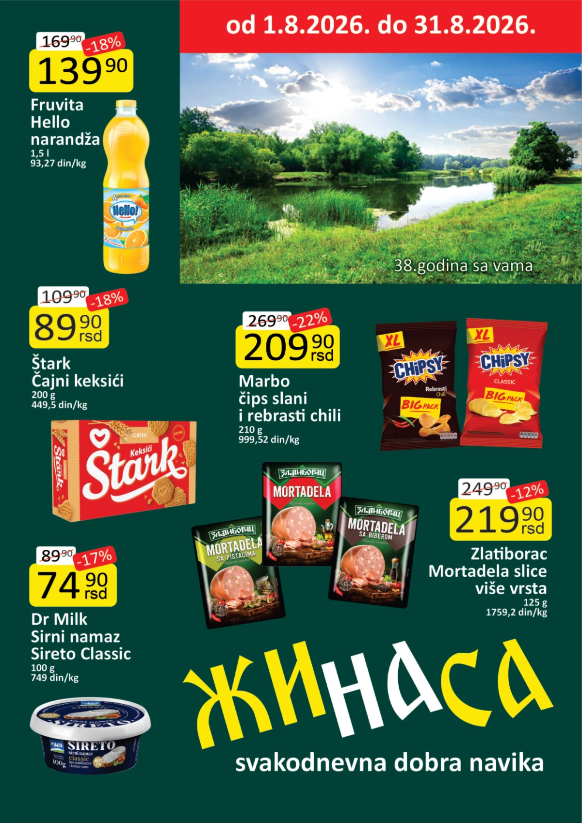 Žinasa katalog za avgust 2026 sa sniženjima do 30% na prehranu, piće i proizvode za svakodnevnu kupovinu