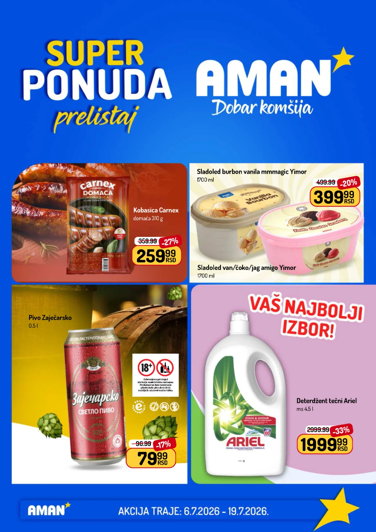 Aman katalog od 06. do 19.07.2026. sa popustima do 41% i super akcijskim cenama.