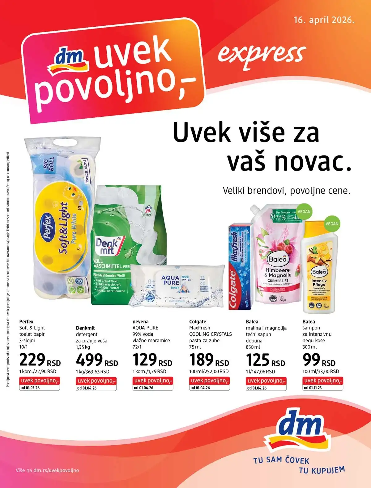 DM Express katalog akcija – kozmetika i proizvodi za negu na sniženju do 30.04.2026