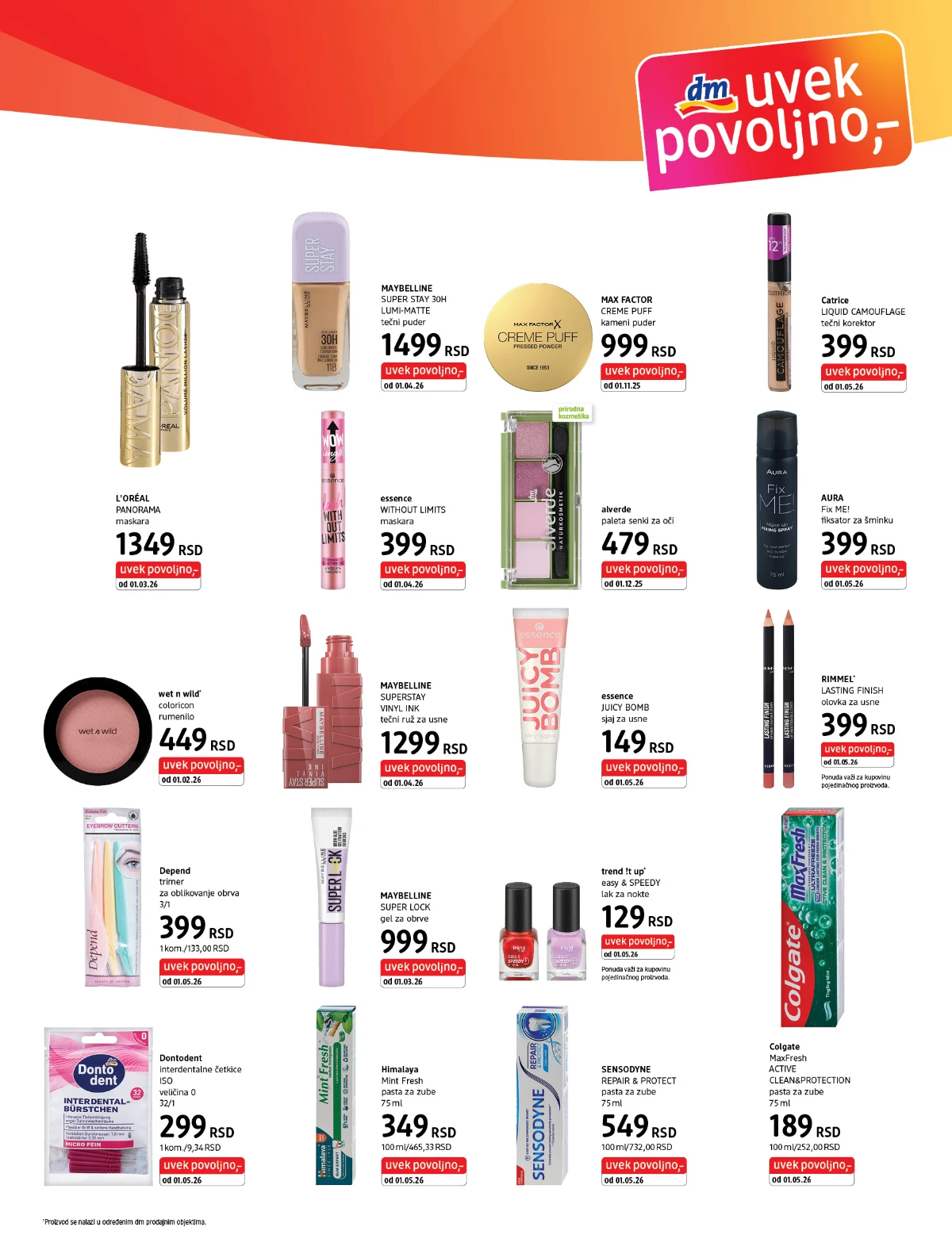 dm Uvek povoljno katalog strana 3 – maskara, puder, ruževi, paste za zube i oralna higijena do 31.05.2026