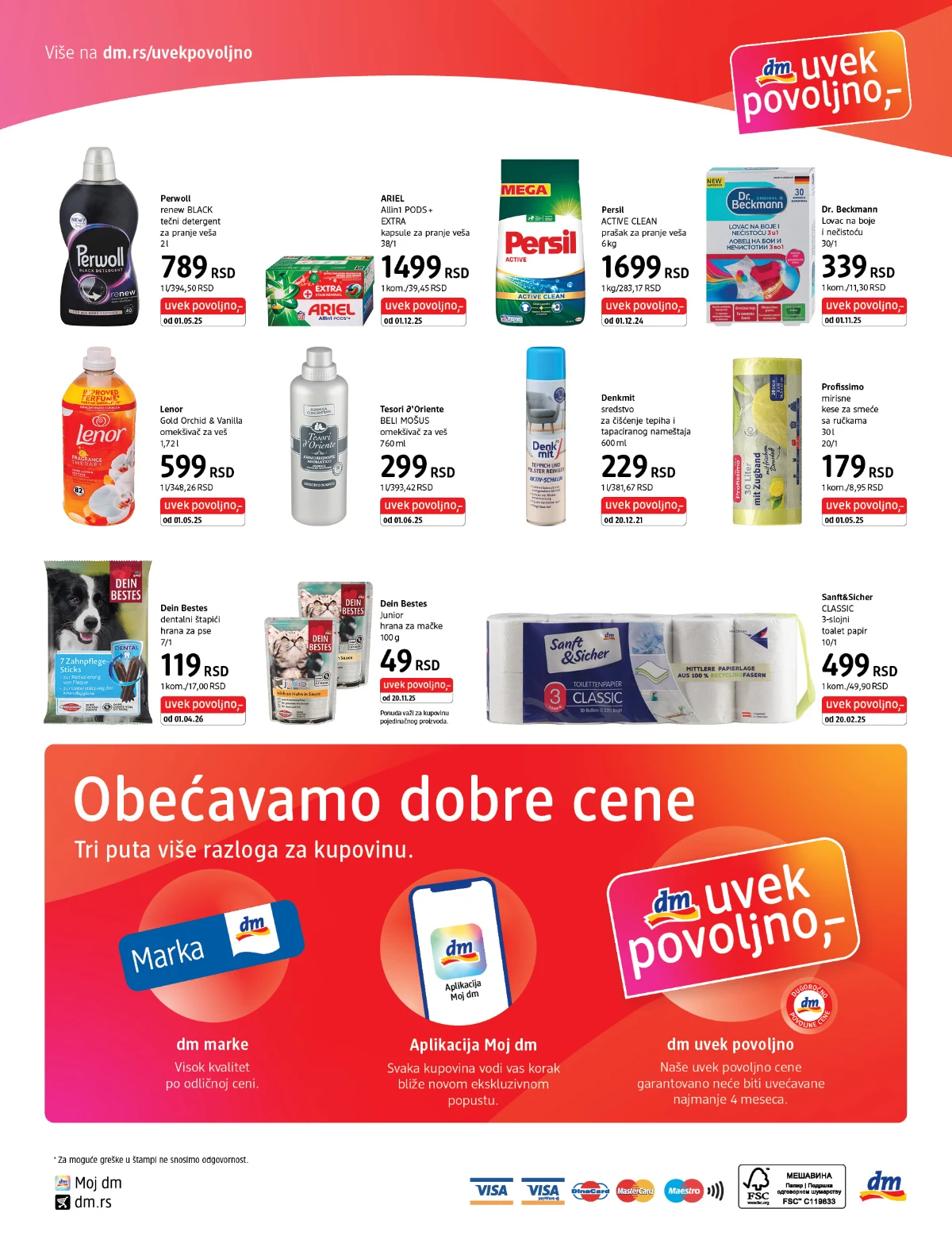 dm Uvek povoljno katalog strana 8 – deterdženti, omekšivači, toalet papir, kese za smeće i proizvodi za kućne ljubimce do 31.05.2026