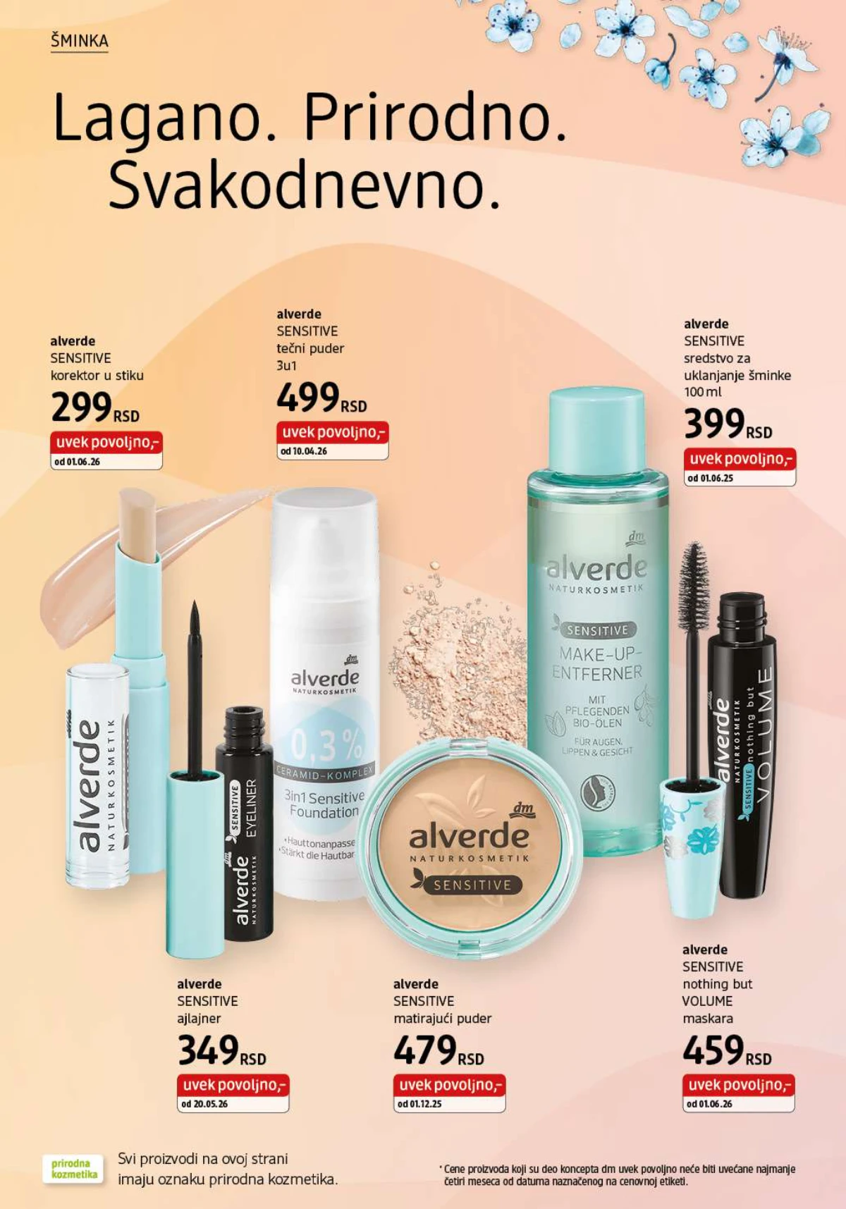 dm katalog jul 2026 Alverde Sensitive proizvodi za šminku strana 8