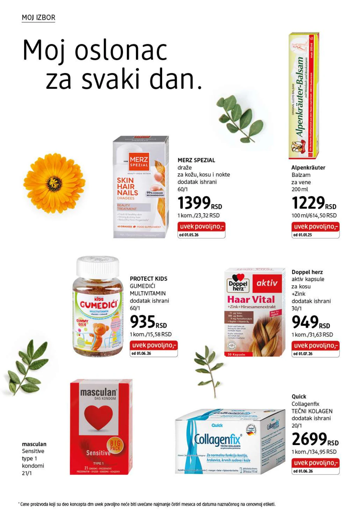 dm katalog avgust 2026 strana 4 – vitamini, preparati za kosu, vene i dodaci ishrani