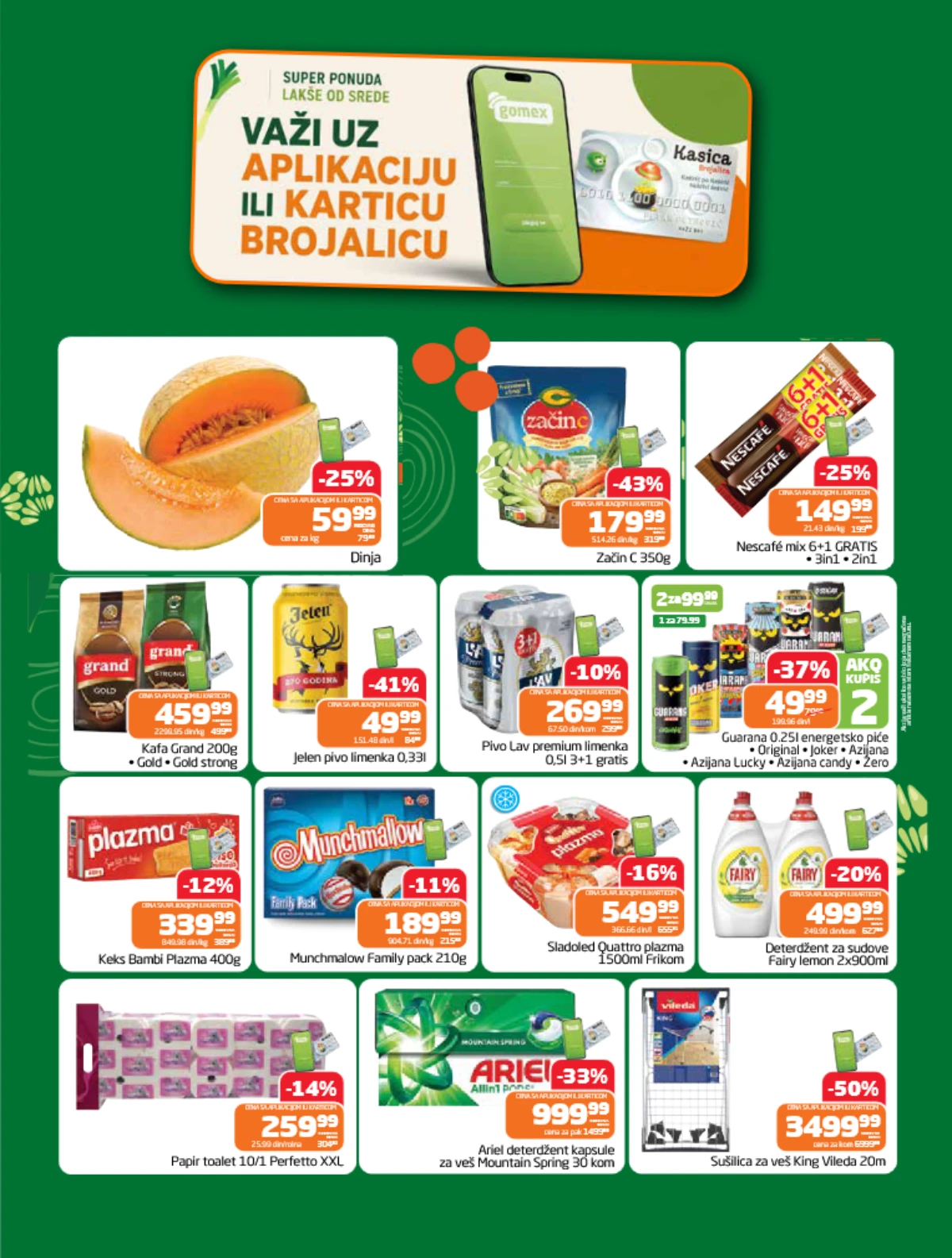 Gomex katalog Lakše od srede – druga strana sa popustima na piće, kafu, kućnu hemiju i prehranu