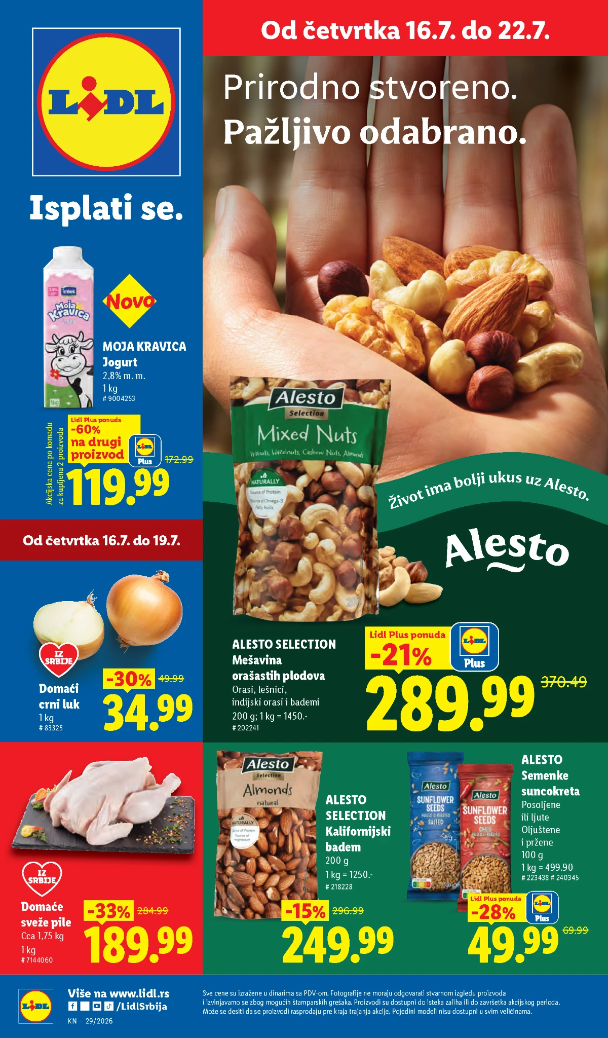 Lidl katalog od 16. do 22.07.2026. – Lidl Plus ponude, Lidlova pijaca i popusti do 57% na prehranu i proizvode za domaćinstvo