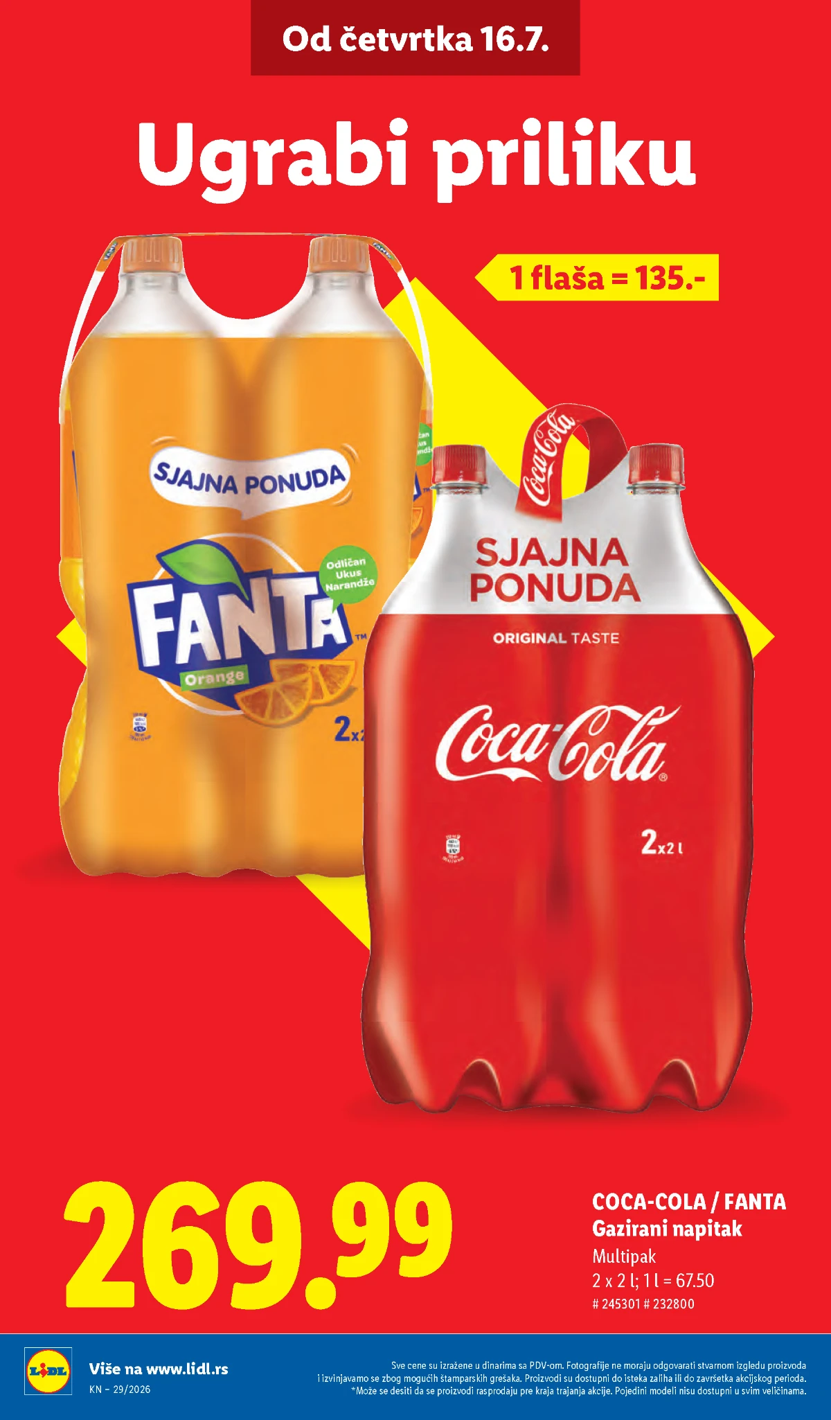 Lidl katalog – Coca-Cola ili Fanta multipak 2 puta 2 litra po ceni od 269,99 dinara