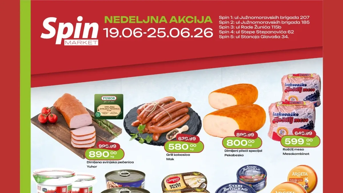 Spin Market akcija do 42% popusta – nedeljna ponuda važi do 25.06.2026