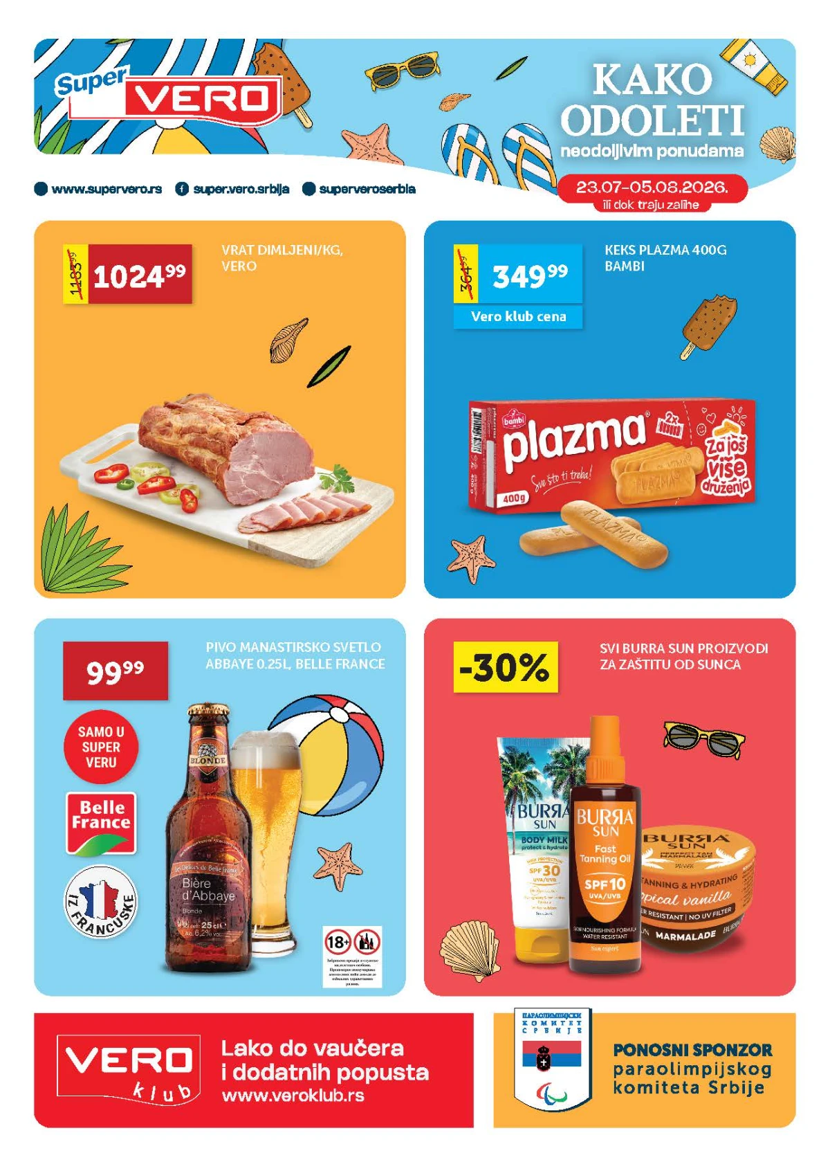 Super VERO katalog do 05.08.2026. – popusti na sveže meso, voće, povrće, mlečne proizvode, delikatese i prehranu.
