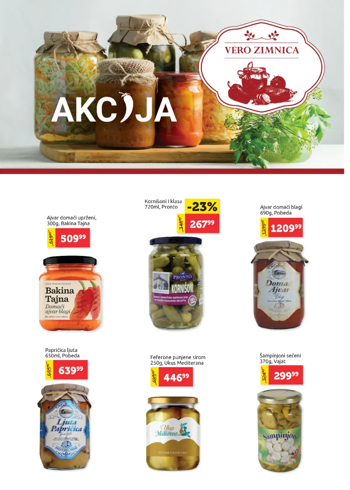 Super Vero ponuda za zimnicu – ajvar, kornišoni, feferone, papričice i šampinjoni na akciji