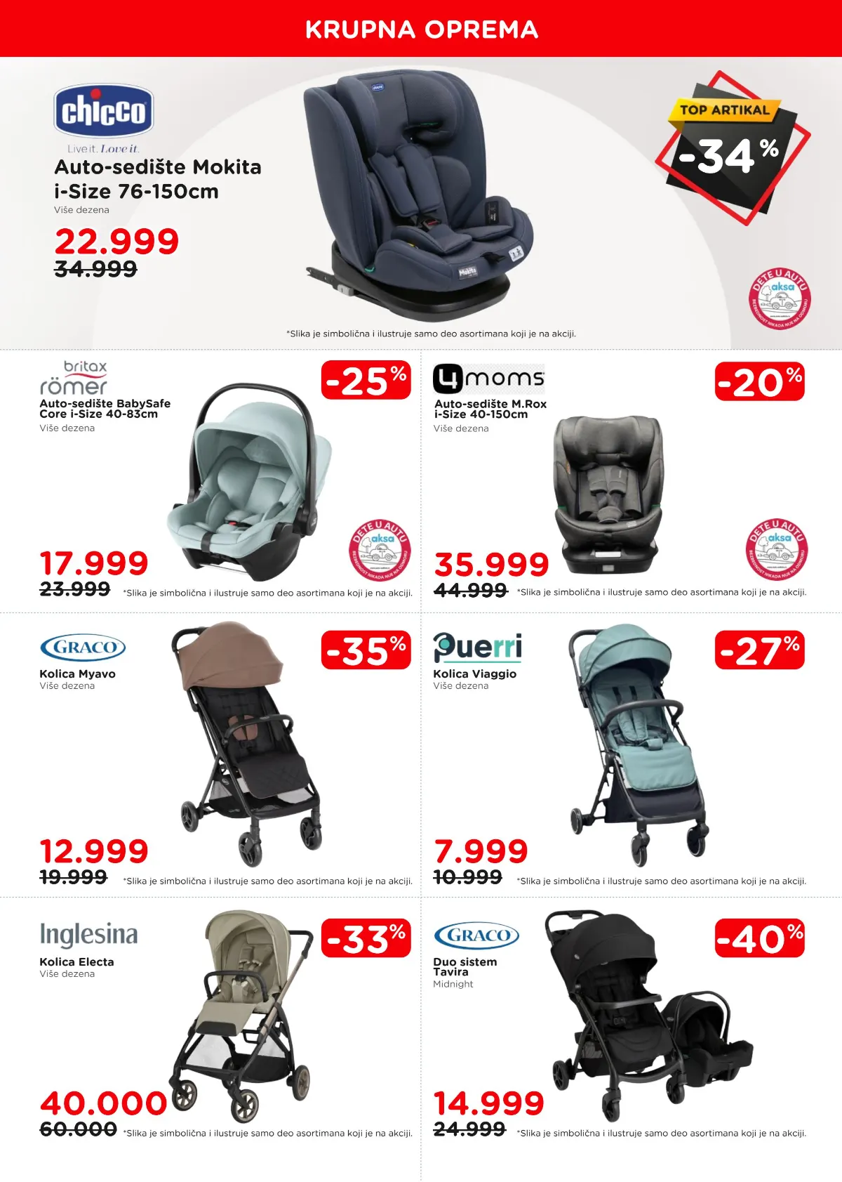 AKSA katalog, strana 3 – Chicco Mokita auto-sedište, Chicco Myavo kolica, Puerri Viaggio kolica i Graco Tavira duo sistem