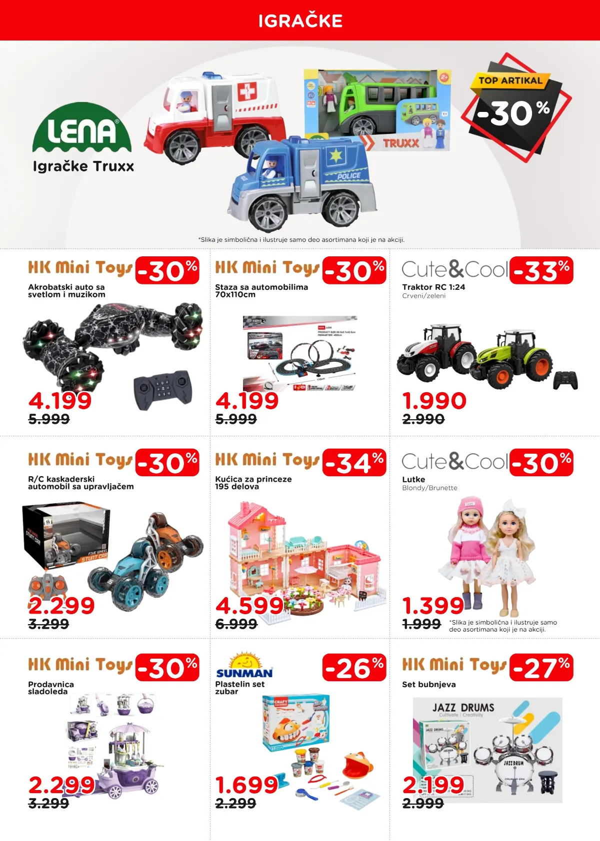 AKSA katalog, strana 15 – Lena Truxx vozila, HK Mini Toys automobili i kućica za princeze, Cute i Cool traktori i lutke