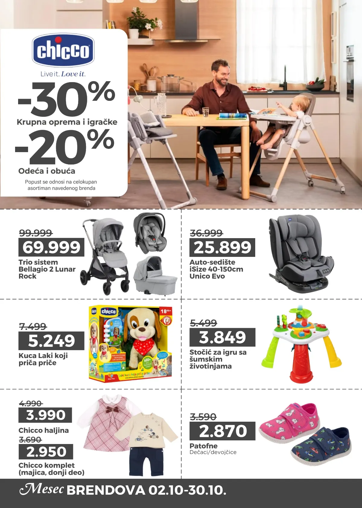 Chicco akcija u AKSA katalogu – trio sistem Bellagio 2 Lunar Rock 69.999 din i auto-sedište Unico Evo 25.899 din