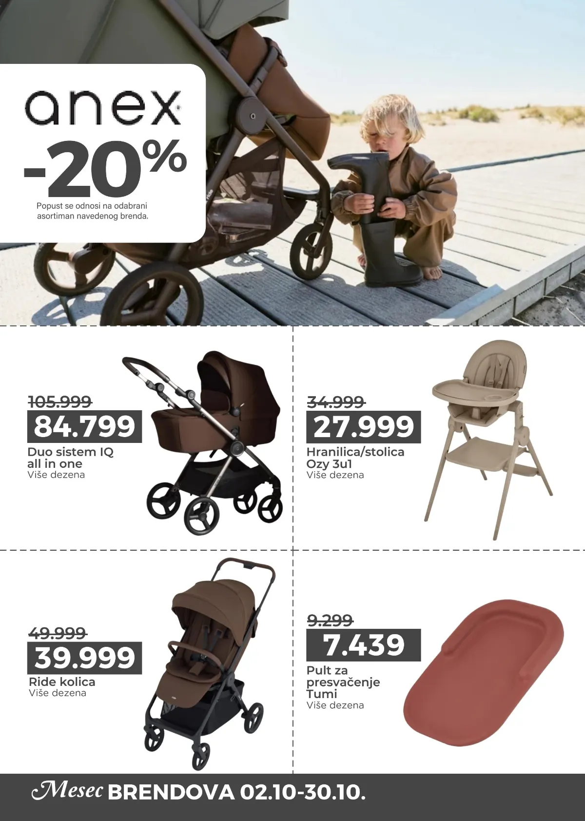 Anex odabrani asortiman sa 20% popusta – Ride kolica 39.999 din i hranilica Ozy 3 u 1 za 27.999 din