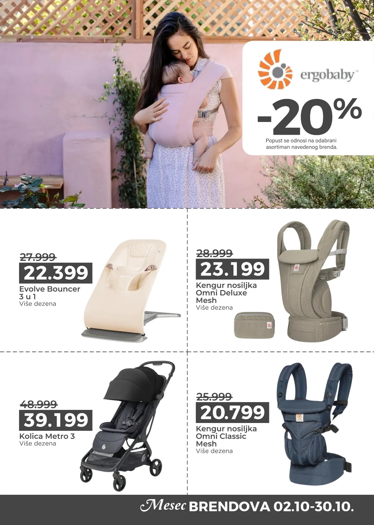 Ergobaby akcija – kengur nosiljka Omni Deluxe Mesh 23.199 din i kolica Metro 3 za 39.199 din