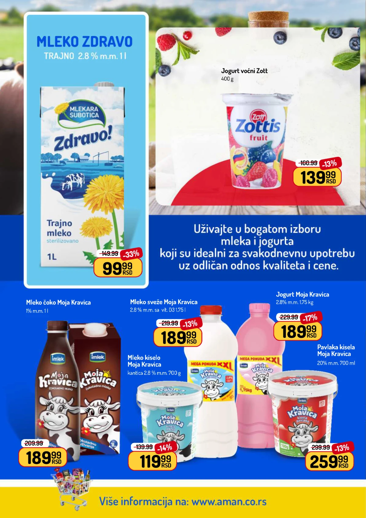 Jogurt, mlijeko i pavlake u Aman katalogu.
