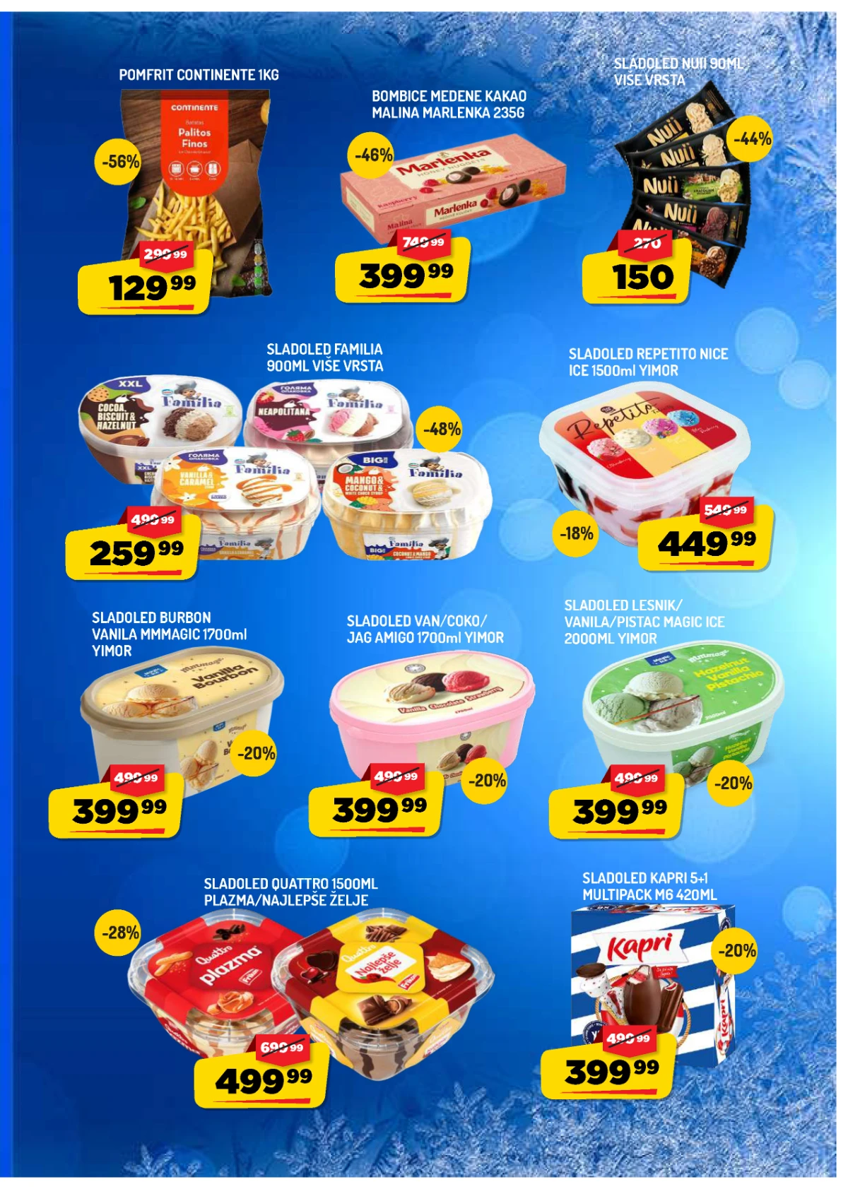 Aman katalog strana 5 – sladoledi, pomfrit i smrznuti program na akciji.