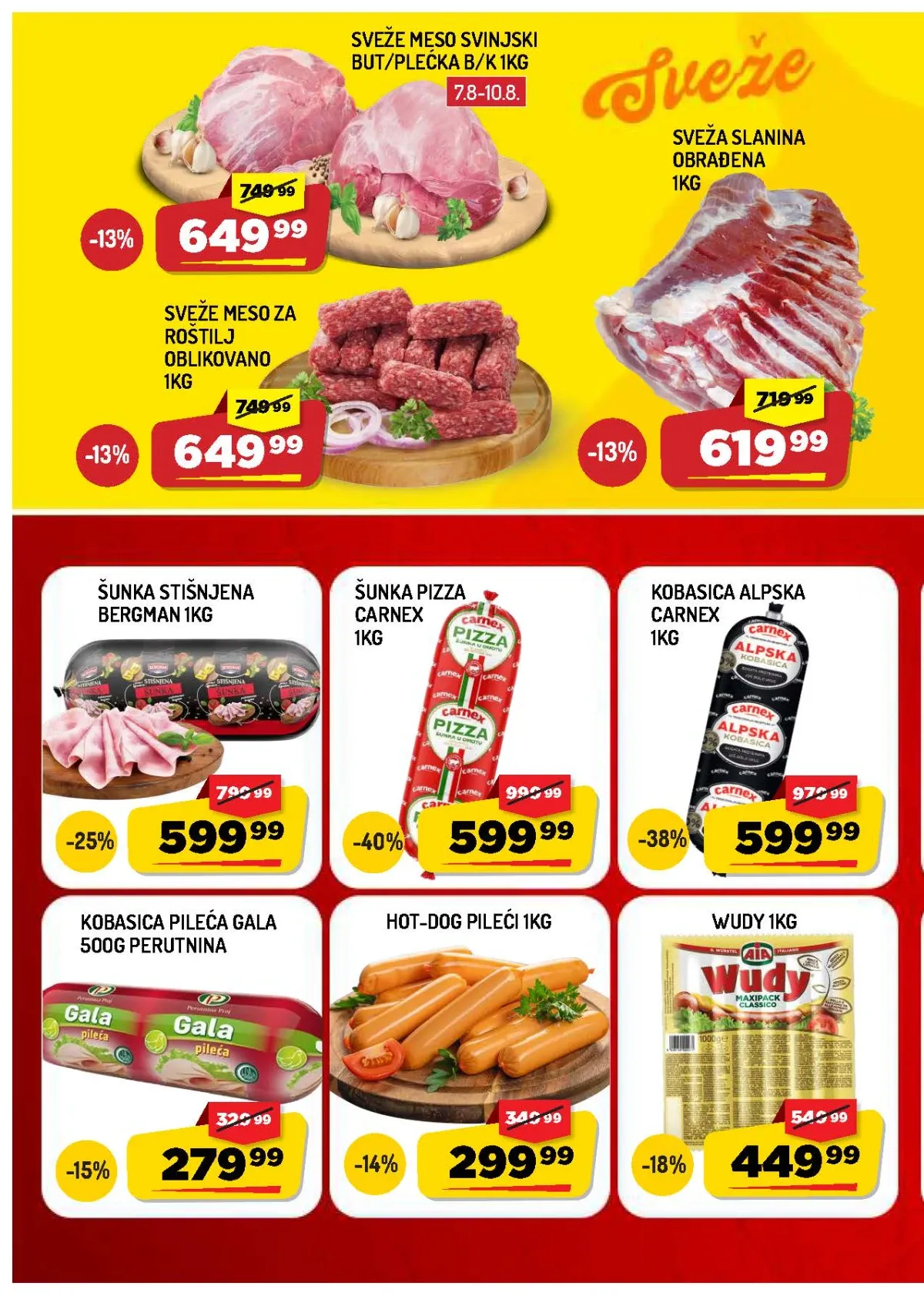 AMAN katalog do 13.08.2026. – svinjsko meso, slanina, šunka i kobasice na akciji