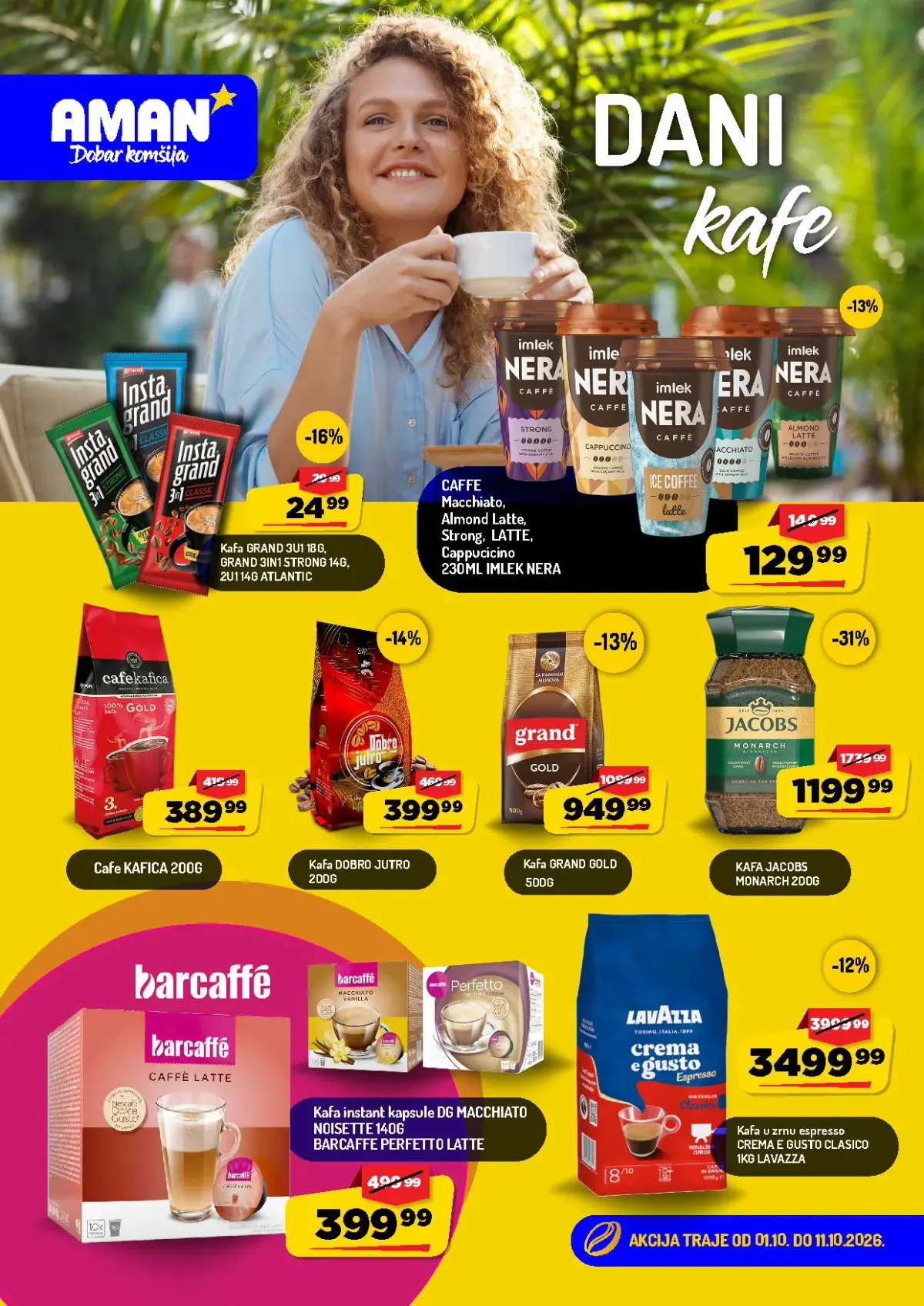 AMAN Dani kafe od 01. do 11.10.2026. – Grand, Jacobs, Lavazza, Barcaffe i druge kafe na akciji