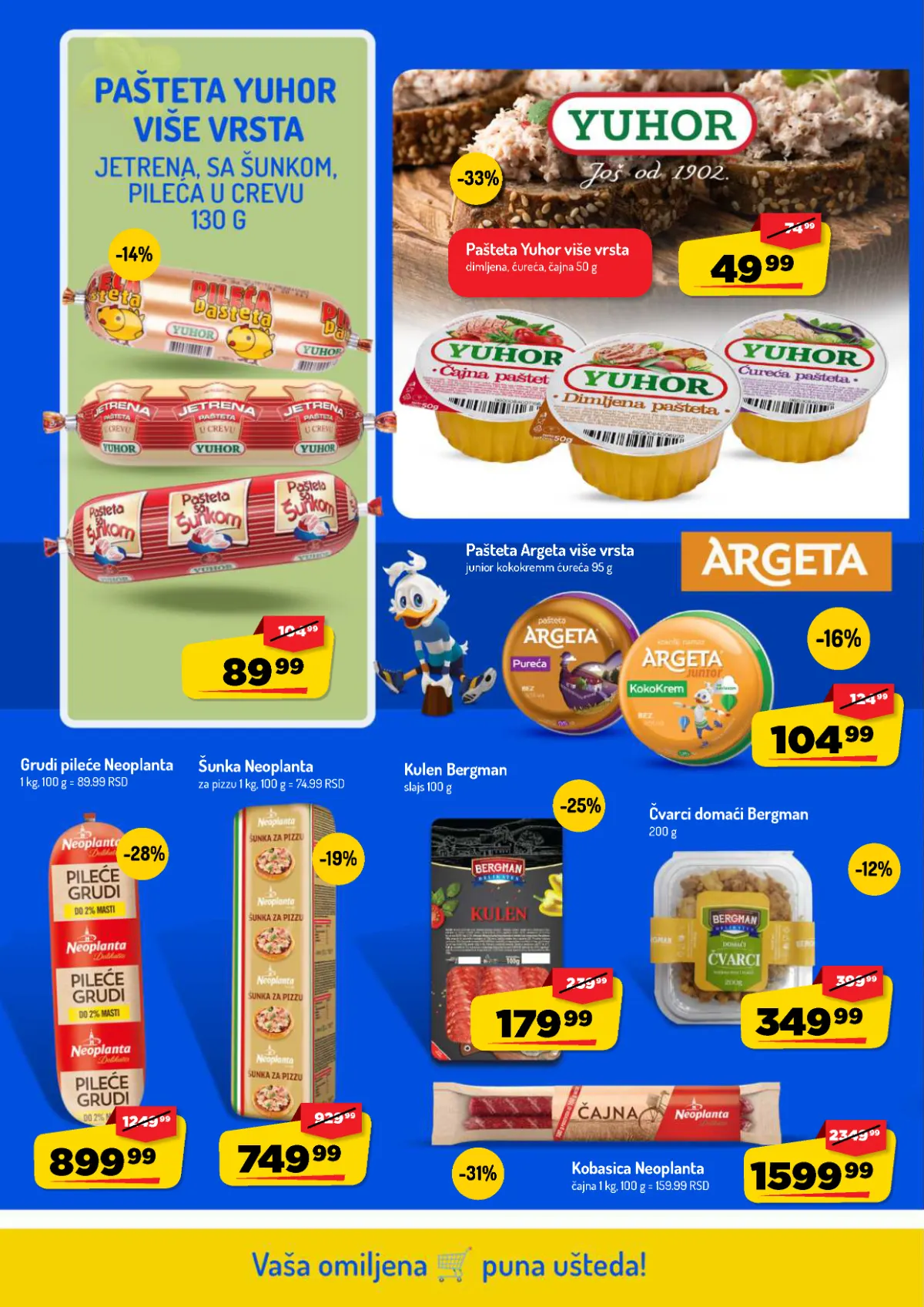 AMAN katalog strana 6 – Yuhor paštete, Argeta, Neoplanta pileće grudi i šunka, Bergman kulen