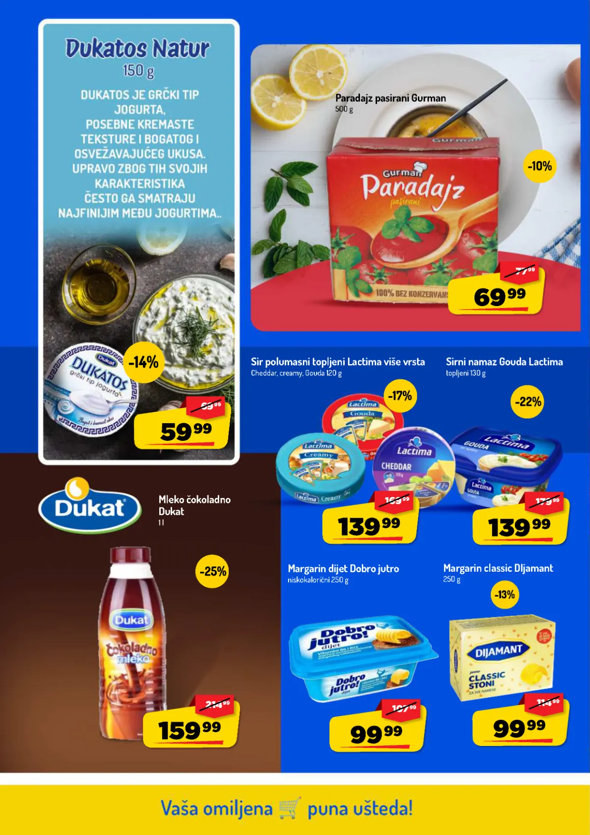 AMAN katalog strana 8 – Dukatos jogurt, Dukat čokoladno mleko, Lactima sirevi i Dijamant margarin