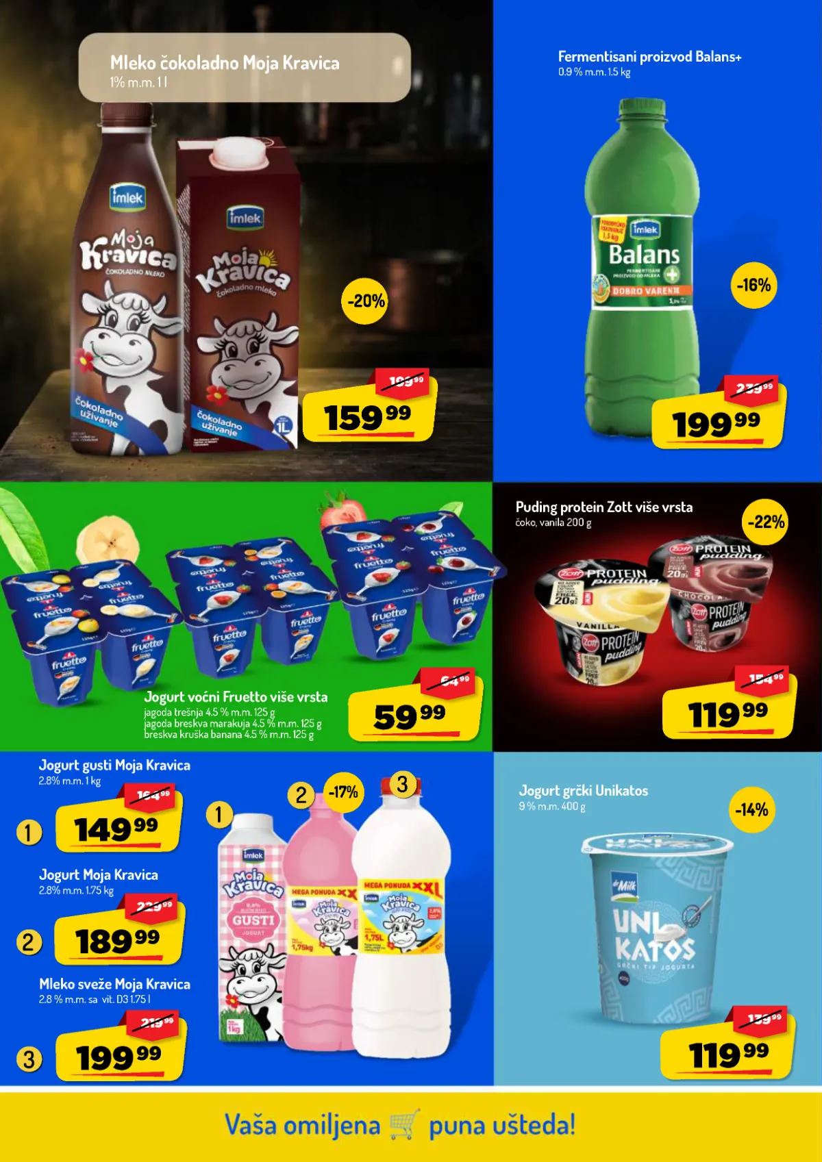 AMAN katalog strana 10 – Moja Kravica mleko i jogurt, Zott proteinski puding i Balans napici