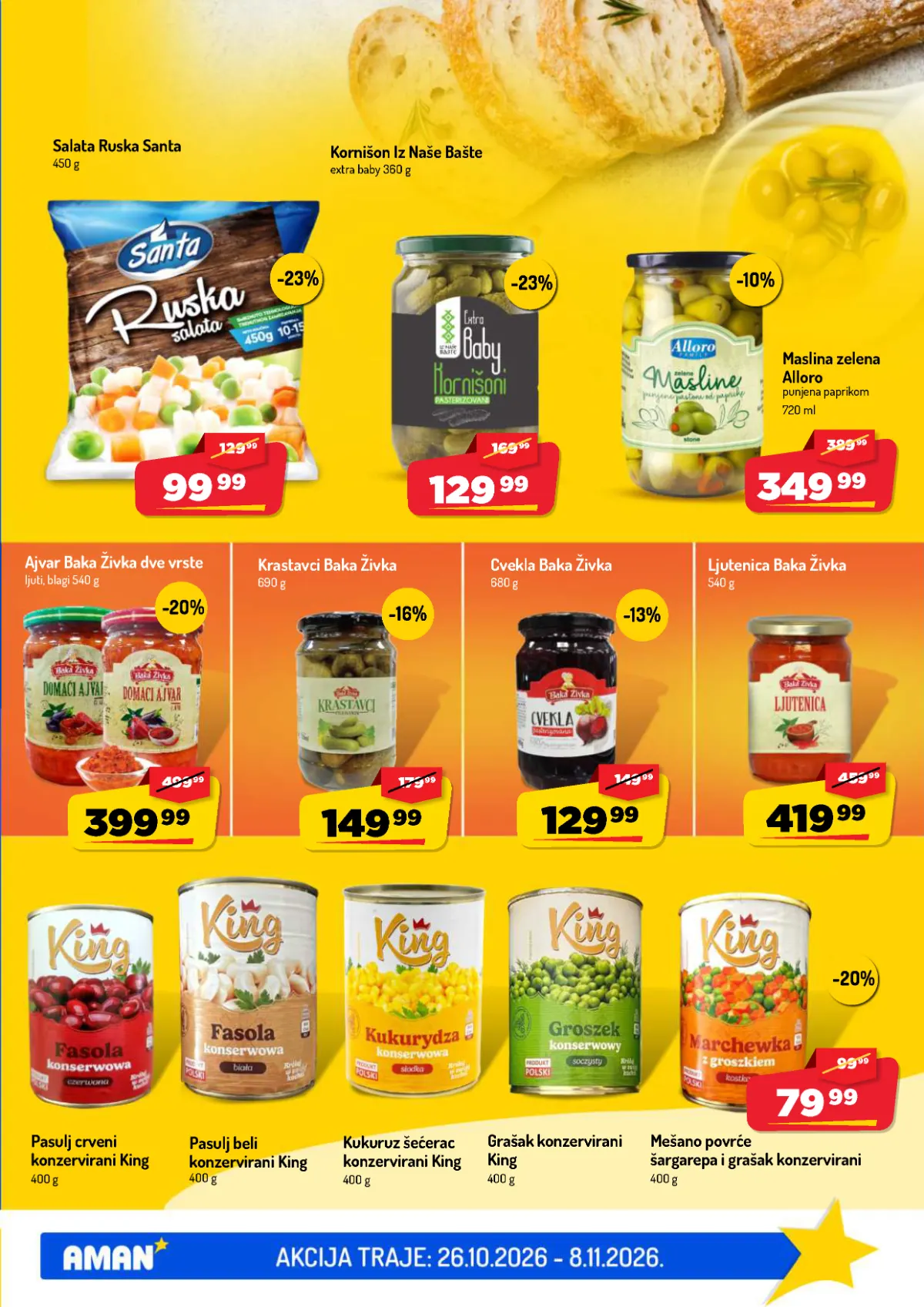 AMAN katalog strana 15 – Baka Živka ajvar, kornišoni, cvekla, ljutenica i King konzervirano povrće