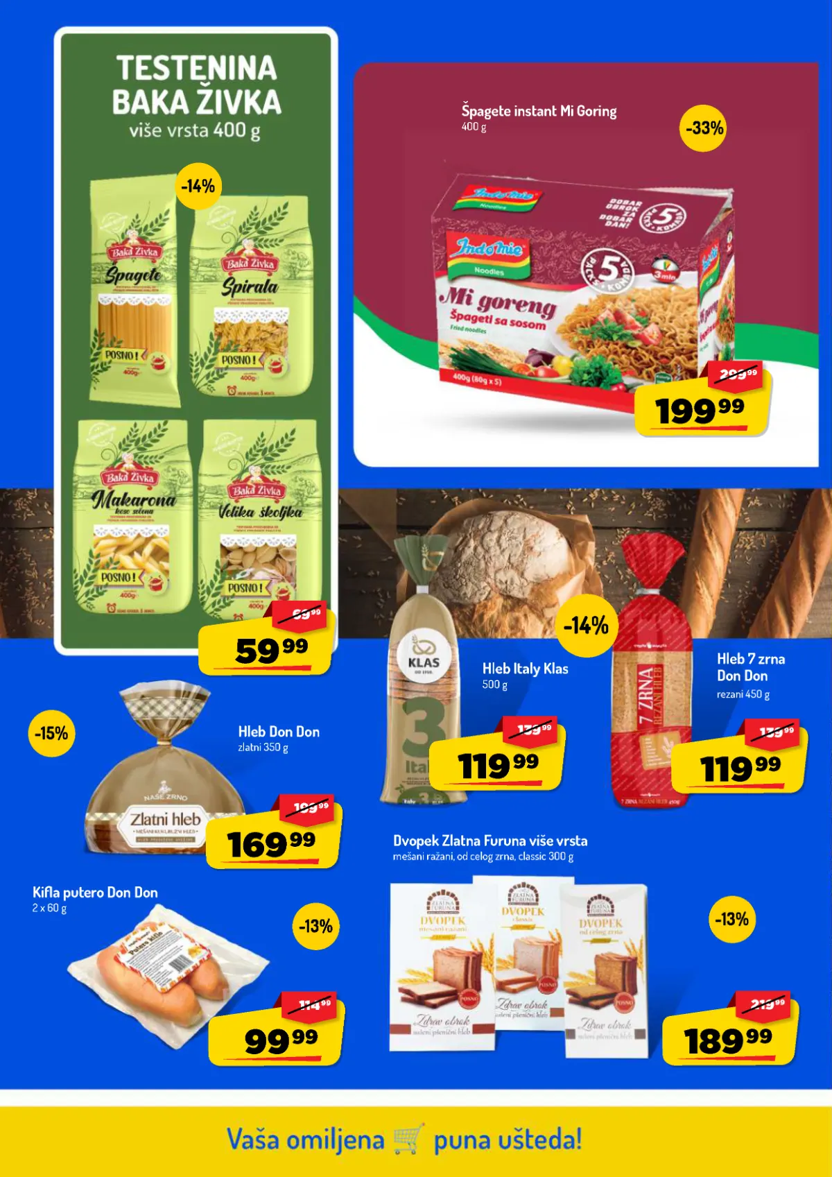 AMAN katalog strana 18 – Baka Živka testenine, Mi Goreng špagete, Don Don hleb i dvopek
