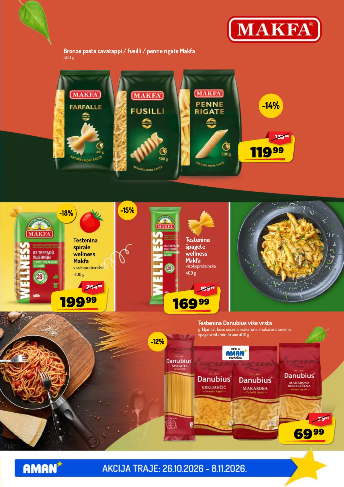 AMAN katalog strana 19 – Makfa bronze i wellness testenine, Danubius makarone i špagete