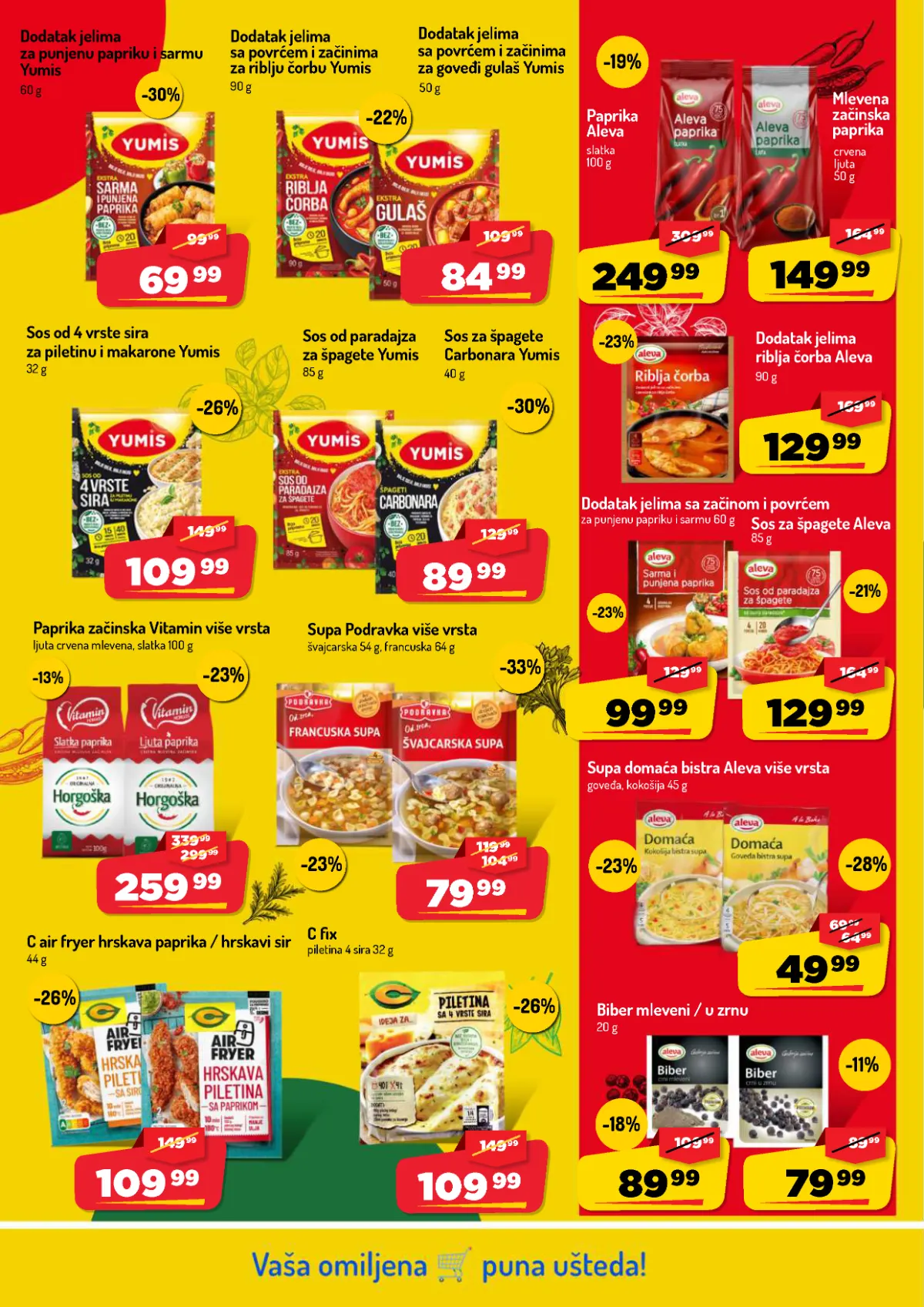 AMAN katalog strana 22 – Yumis sosovi, Aleva začini, Podravka supe i dodaci jelima