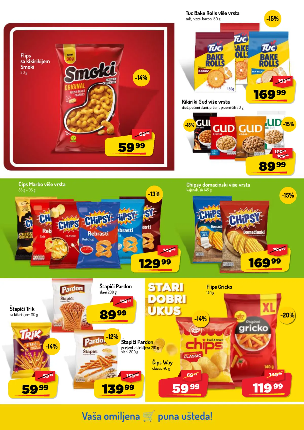 AMAN katalog strana 28 – Smoki, Chipsy, Tuc Bake Rolls, Pardon štapići i kikiriki