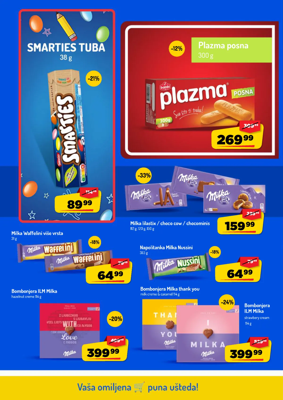 AMAN katalog strana 30 – Milka čokoladni slatkiši, bombonjere, napolitanke i Plazma keks