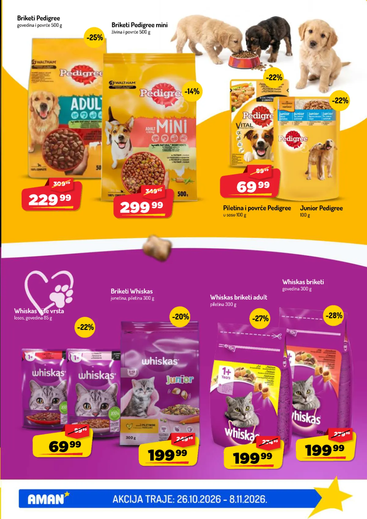 AMAN katalog strana 43 – Pedigree hrana za pse, Whiskas hrana za mačke i akcijski popusti