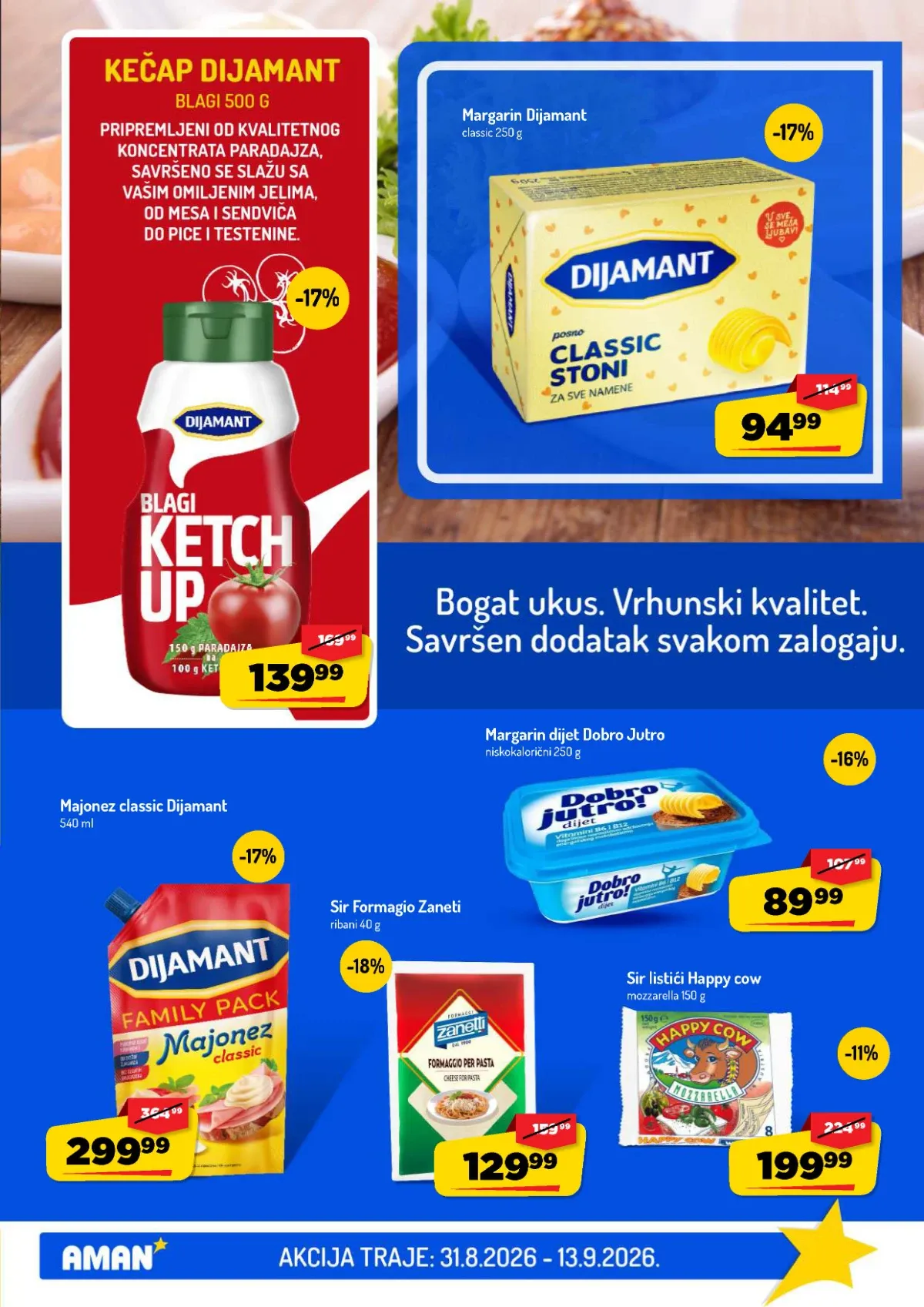 AMAN katalog do 13.09.2026. – Dijamant majonez i Zaneti ribani sir na akciji