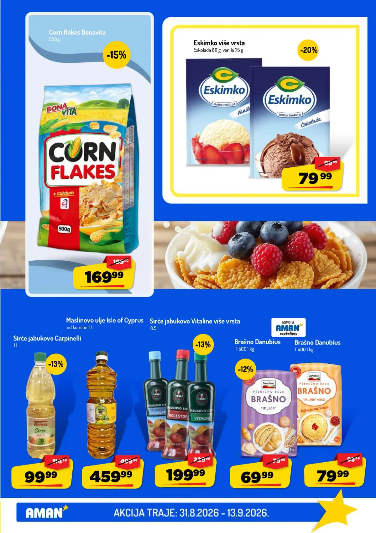 AMAN katalog do 13.09.2026. – Bonavita Corn Flakes i Eskimko desert na akciji