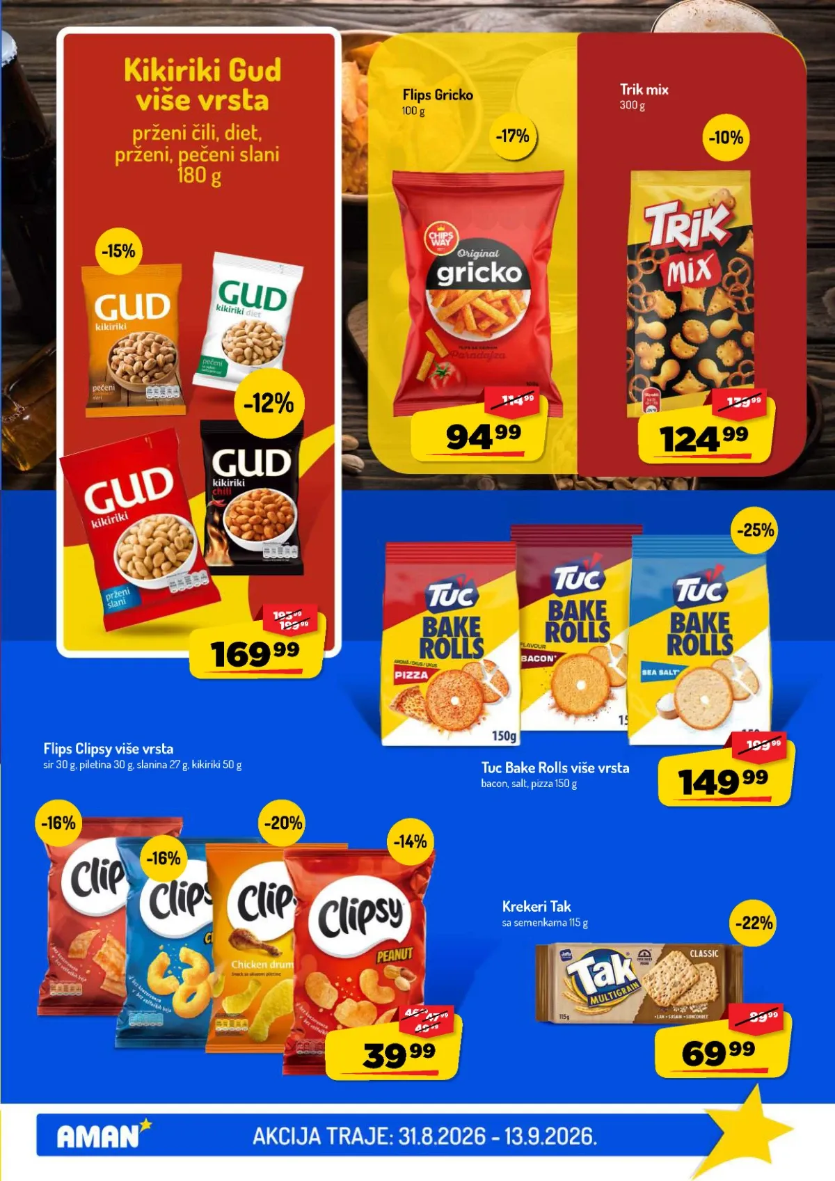 AMAN katalog do 13.09.2026. – Tuc Bake Rolls i Tak krekeri na akciji