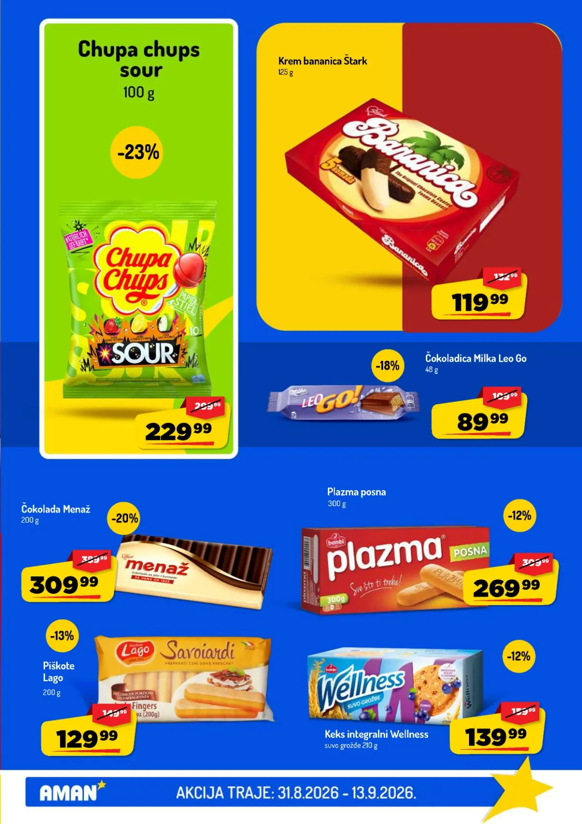 AMAN katalog do 13.09.2026. – Štark krem bananice i Menaž čokolada na akciji