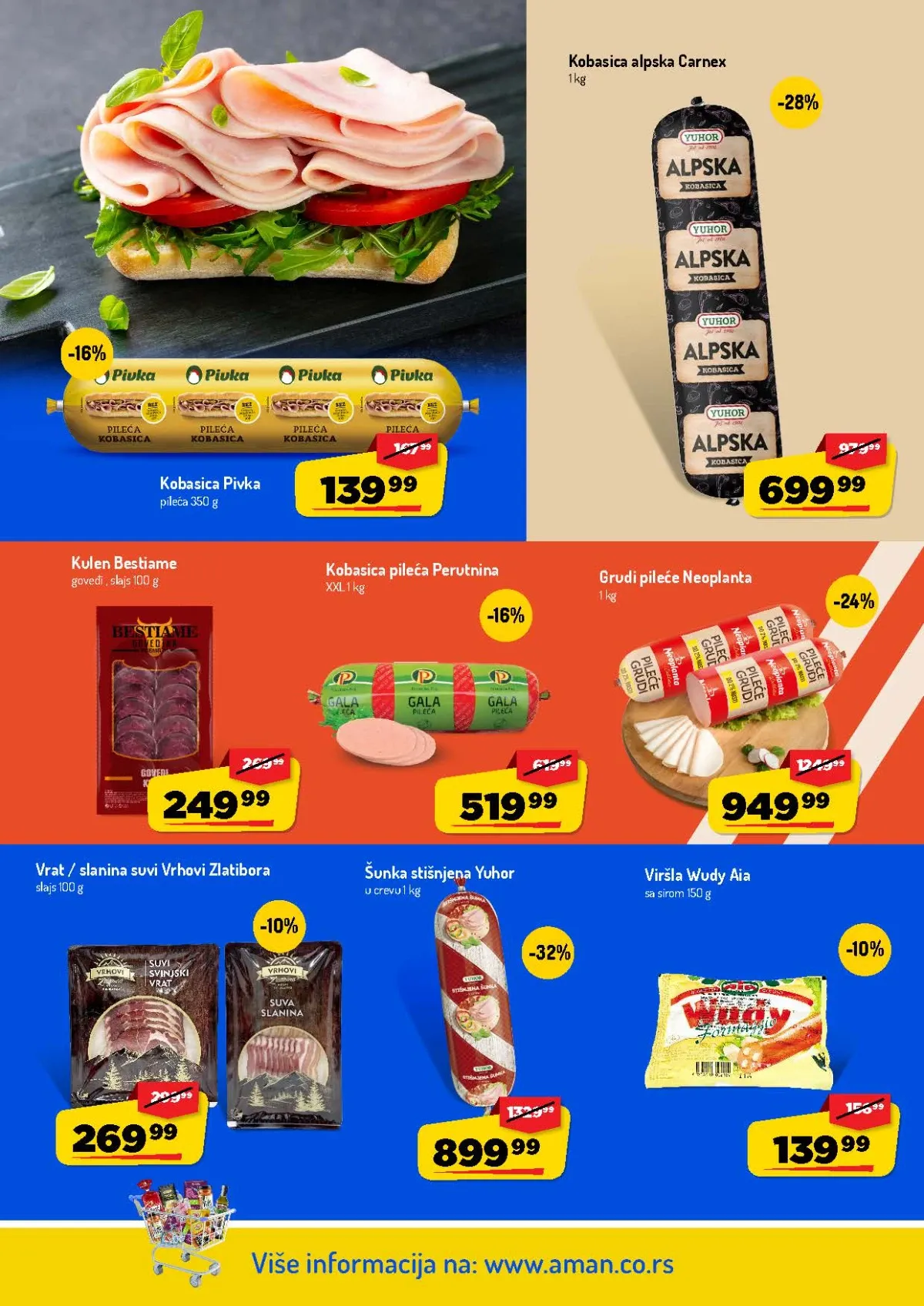 AMAN katalog – pileće kobasice, pileće grudi, šunka i suhomesnati proizvodi