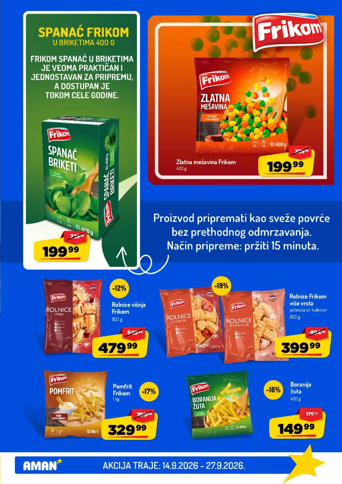 AMAN katalog – Frikom pomfrit, povrće i rolnice na akciji