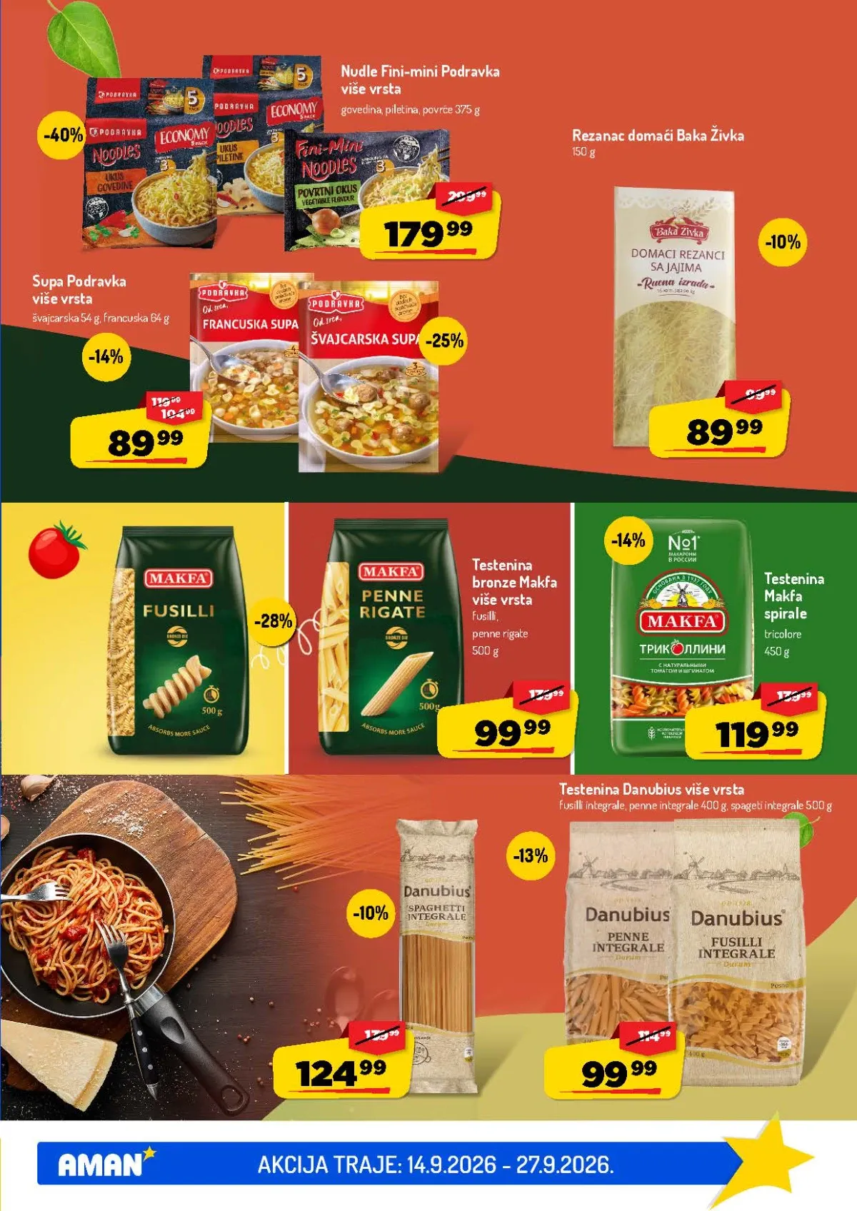 AMAN katalog – Podravka supe, Fini-Mini nudle i testenina