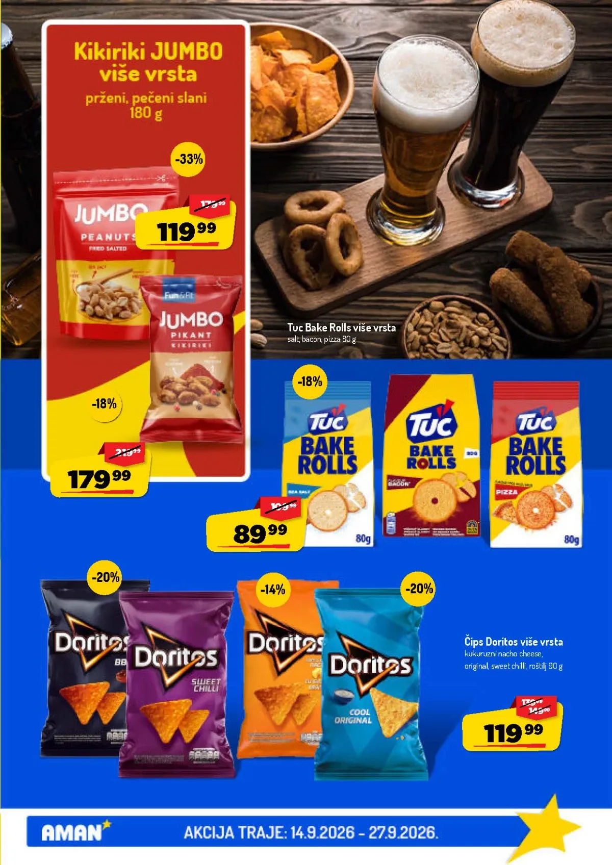 AMAN katalog – Doritos, Tuc Bake Rolls i druge grickalice