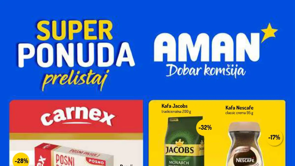 AMAN katalog od 17.08. do 30.08.2026. – akcijske cene prehrane, mesnih i mlečnih proizvoda, sladoleda, pića i kućne hemije
