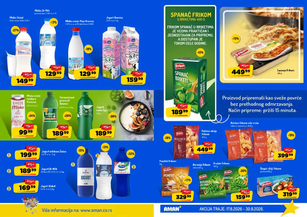AMAN katalog strana 6 – mleko, jogurt i Frikom zamrznuti proizvodi na akciji