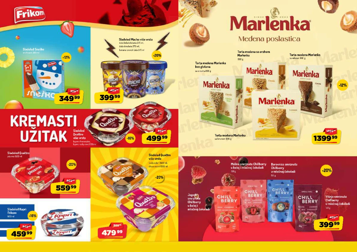 AMAN katalog strana 7 – Frikom sladoledi, Marlenka i Chillberry proizvodi na akciji