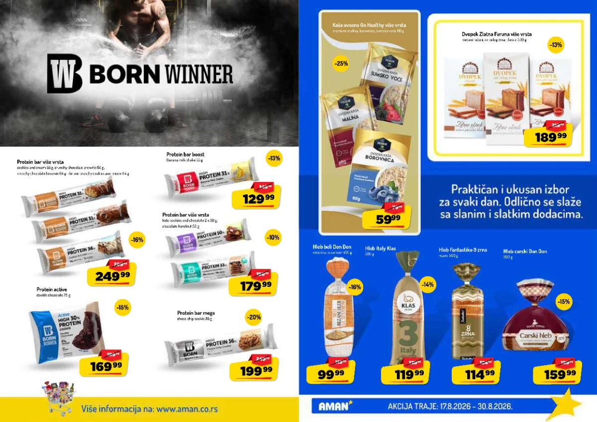 AMAN katalog strana 10 – proteinske pločice, ovsene kaše, hleb i dvopek